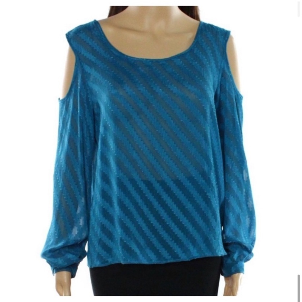 Love Fire Top Cold Shoulder Turquoise Size S - Picture 8 of 8